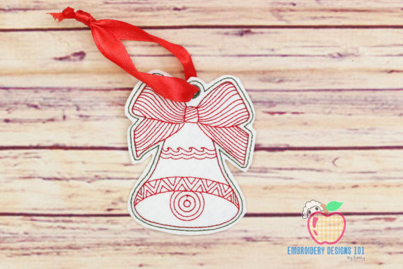 Christmas Bells with Bow Ornament ITH