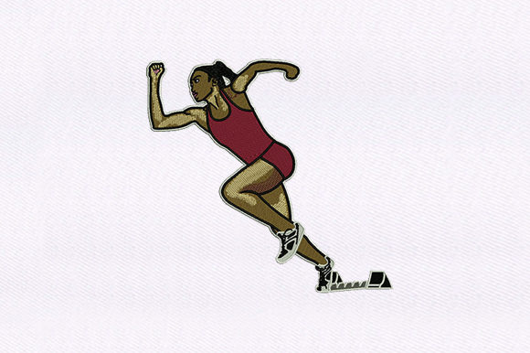Sprinting Female Embroidery Design