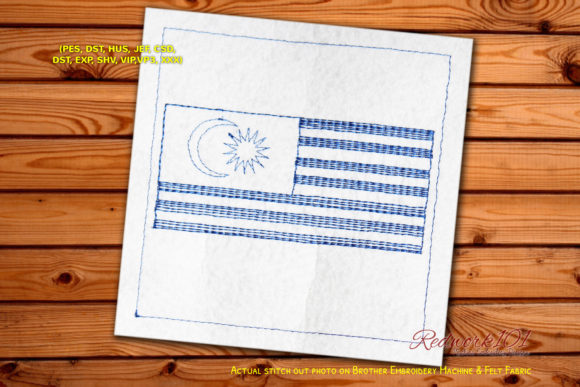 Wavy Malaysia Flag Redwork