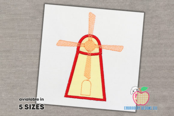 Windmill Applique Embroidery Design